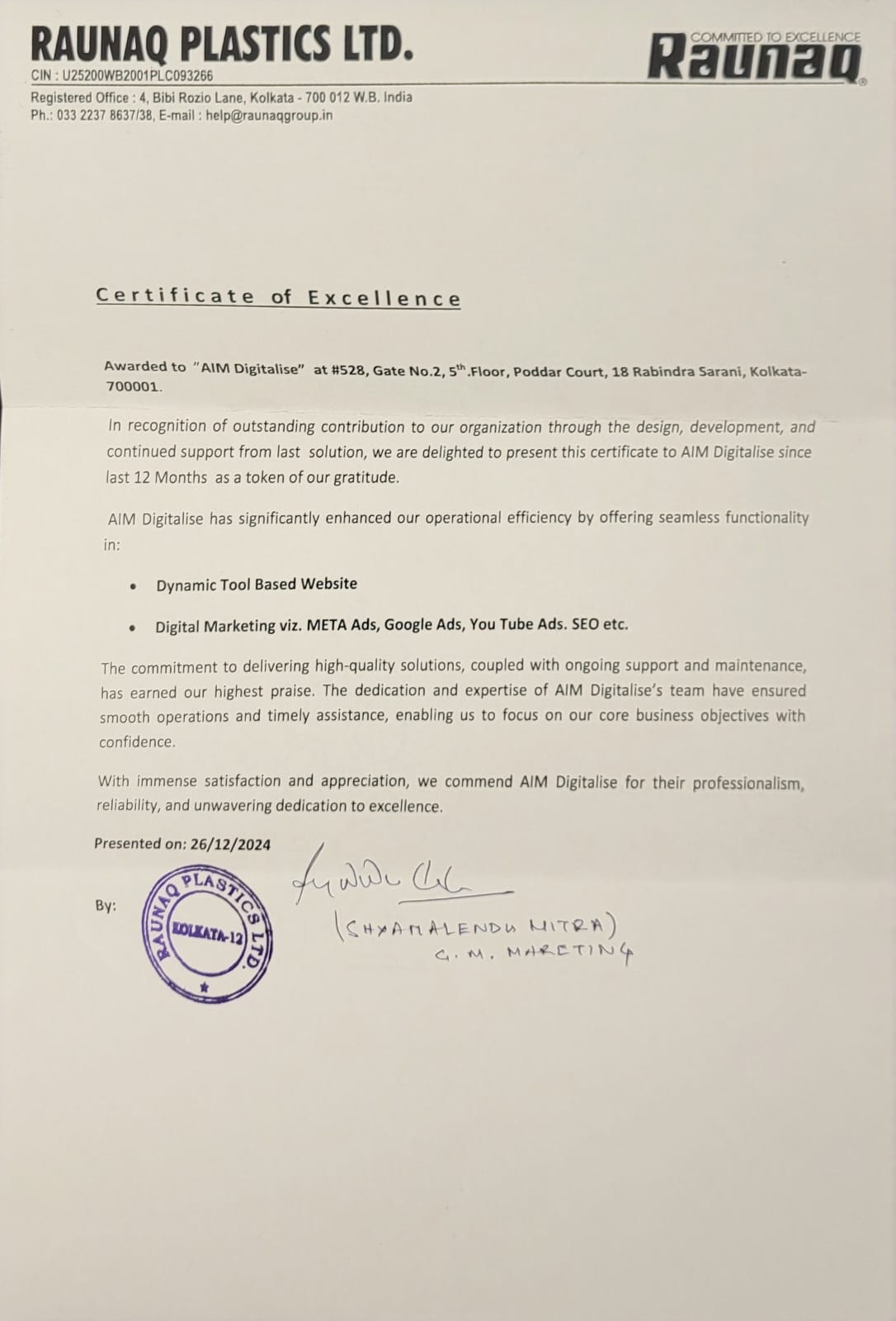 Certificate 1